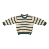 Donkergroene/greige gestreepte trui - Knitted sweater balsam green stripe